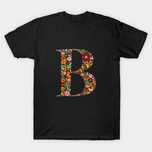 Retro Floral Letter B T-Shirt